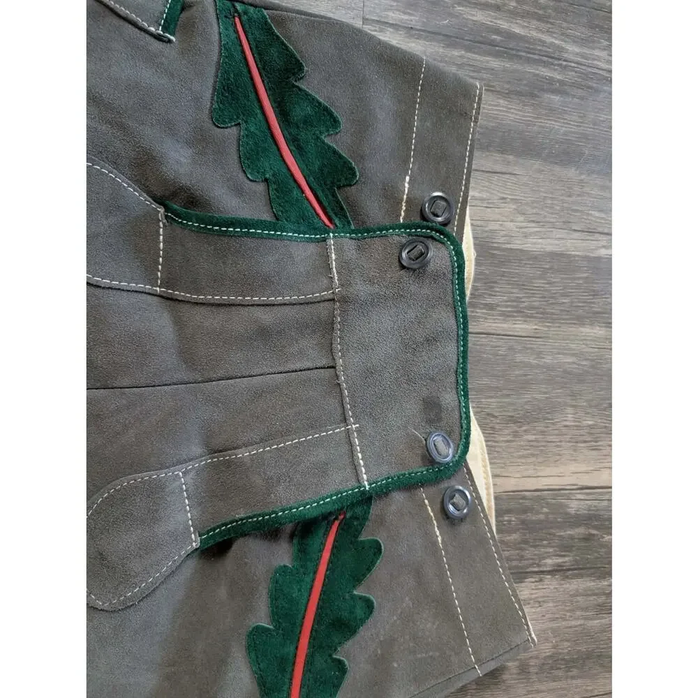 Boys Lederhosen German Gray Bavarian Suede Leather Shorts Costume Leprechaun